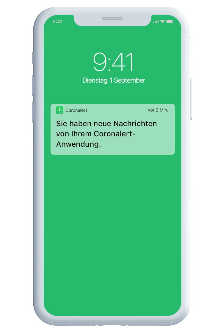 Illustration einer Coronalert-Anwendungsnotifikation