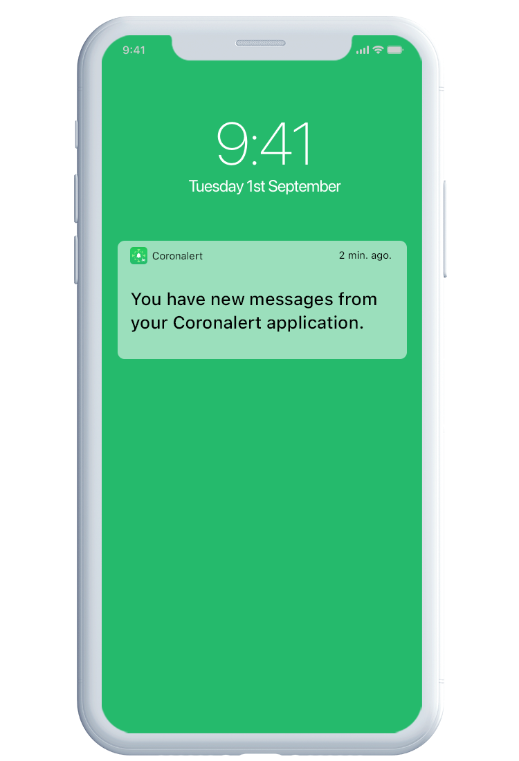 Illustration of a notification of the Coronalert application