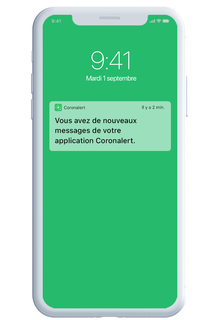 Illustration d’une notification de l’application Coronalert